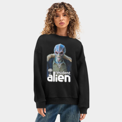 Женский свитшот oversize без начеса хлопок Resident alien - фото 2