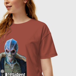 Женская футболка хлопок Oversize Resident alien - фото 2