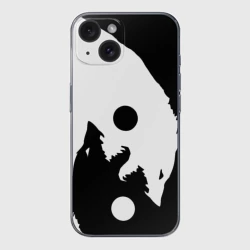 Чехол для iPhone 15 силиконовый с защитой камеры Волки Инь и Янь Добро и Зло