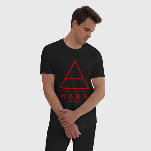 Мужская пижама хлопок 30 Seconds to Mars рок, цвет черный - фото 3