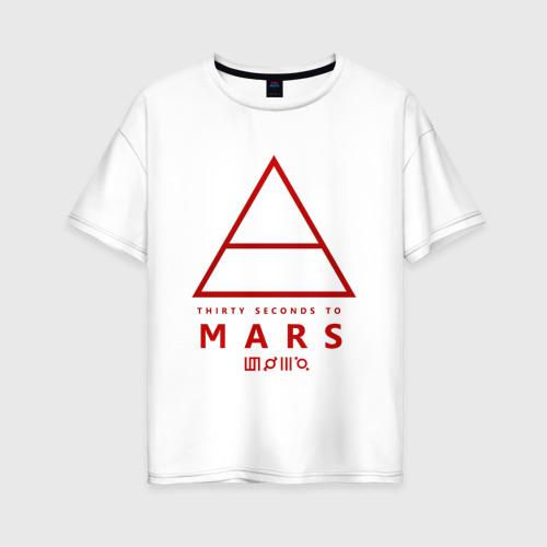 Женская футболка оверсайз из хлопка с принтом 30 Seconds to Mars рок, вид спереди №1