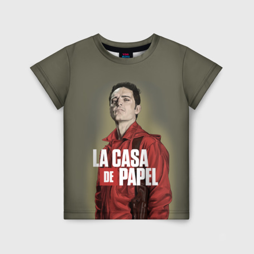 Детская футболка 3D с принтом БУМАЖНЫЙ ДОМ БЕРЛИН - LA CASA DE PAPEL, вид спереди #2