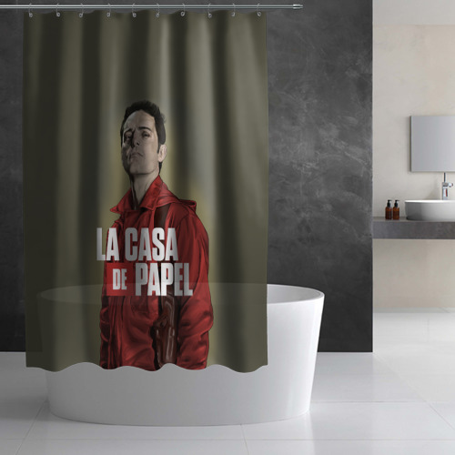 Штора 3D для ванной Бумажный Дом Берлин - LA Casa de Papel - фото 3
