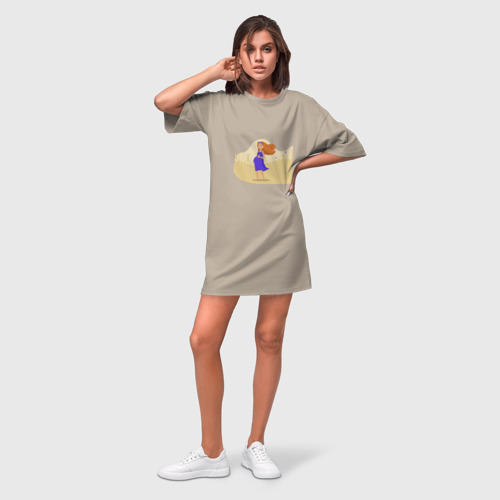 Платье-футболка хлопок Беременная девушка, цвет миндальный - фото 3