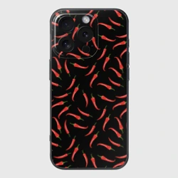 Чехол для iPhone 16 Pro силиконовый с защитой камеры Перец паттерн