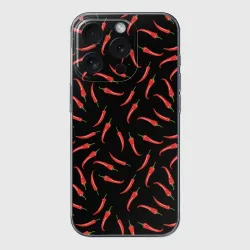 Чехол для iPhone 15 Pro Max силиконовый с защитой камеры Перец паттерн