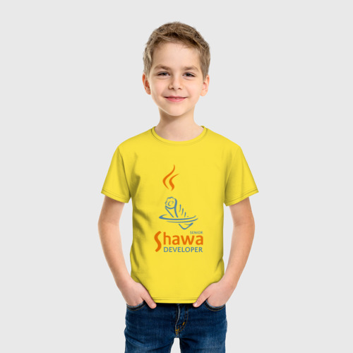 Детская футболка хлопок Senior Shawa Developer, цвет желтый - фото 3