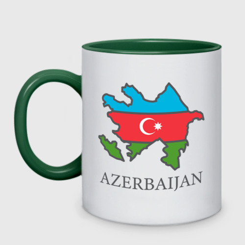 Кружка двухцветная Map Azerbaijan, цвет белый + зеленый