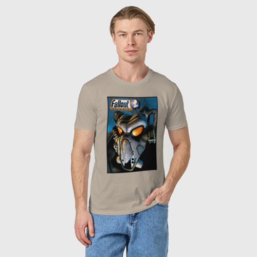 Мужская футболка хлопок Fallout 2 armour , цвет миндальный - фото 3