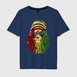 Мужская футболка хлопок Oversize Rasta lioN