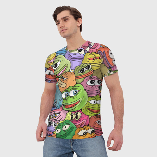Мужская футболка 3D с принтом Pepe BOMBING, фото на моделе #1