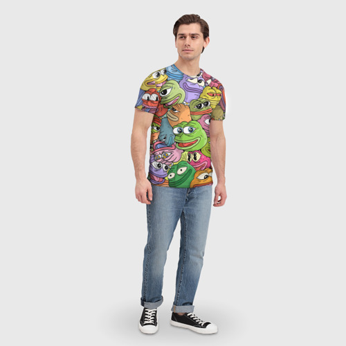Мужская футболка 3D с принтом Pepe BOMBING, вид сбоку #3