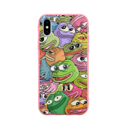 Чехол для iPhone X матовый Pepe bombing