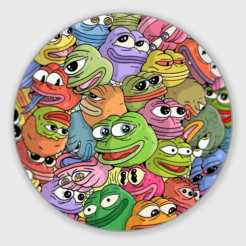 Круглый коврик для мышки Pepe bombing pattern
