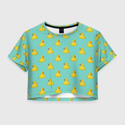 Женская футболка Crop-top 3D Желтый утенок паттерн