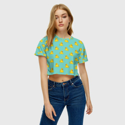 Женская футболка Crop-top 3D Желтый утенок паттерн - фото 2
