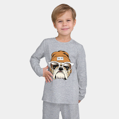 Детская пижама с лонгсливом хлопок Cool dog!, цвет меланж - фото 3