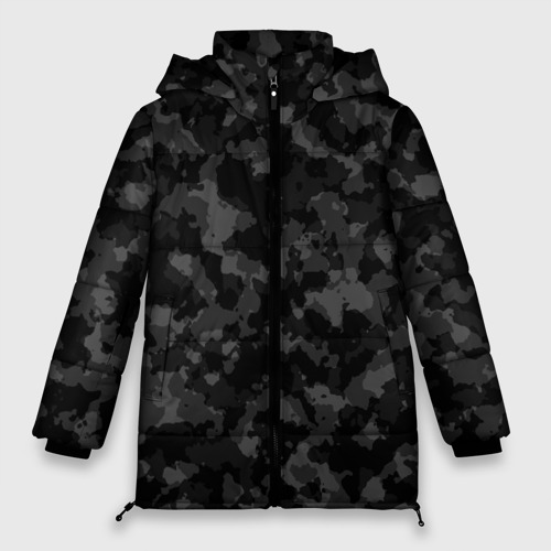 Женская зимняя куртка Oversize Тёмный камуфляж, цвет черный
