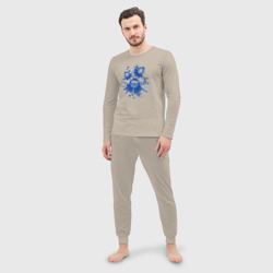 Мужская пижама с лонгсливом хлопок Голубой орнамент Гжель - фото 2