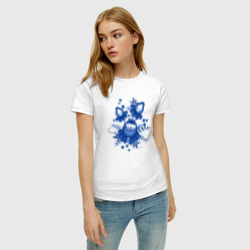 Женская футболка хлопок Голубой орнамент Гжель - фото 2