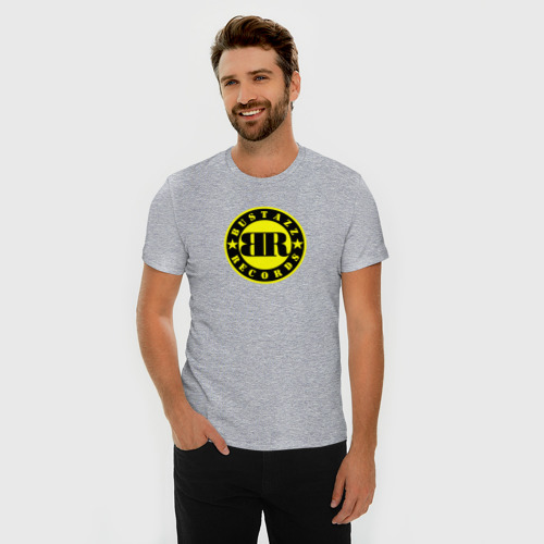 Мужская футболка хлопок Slim 9 грамм: Logo Bustazz Records, цвет меланж - фото 3