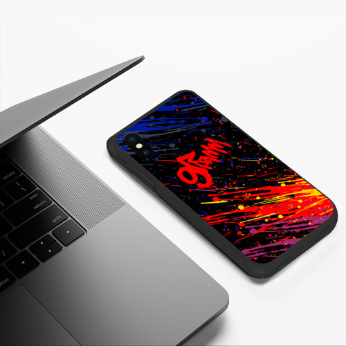 Чехол для iPhone XS Max матовый 9 грамм брызги красок, цвет черный - фото 5