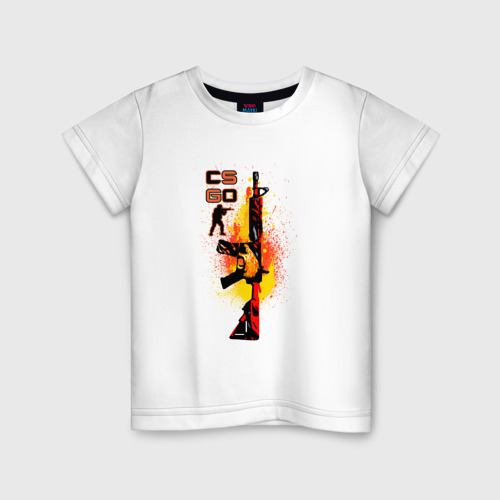 Детская футболка хлопок CS GO Винтовка M4A4 howl