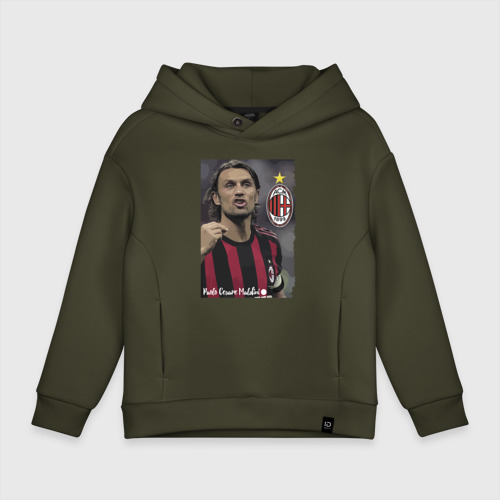 Детское худи Oversize хлопок Paolo Cesare Maldini - Milan, captain, цвет хаки