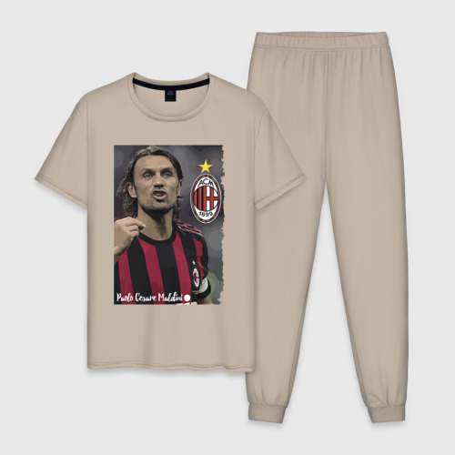 Мужская пижама хлопок Paolo Cesare Maldini - Milan, captain, цвет миндальный