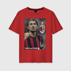 Женская футболка хлопок Oversize Paolo Cesare Maldini - Milan, captain