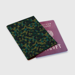 Обложка для паспорта матовая кожа Модный камуфляж с холстовой сеткой - фото 2