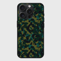 Чехол силиконовый для Apple iPhone 15 Pro матовый Модный камуфляж с холстовой сеткой