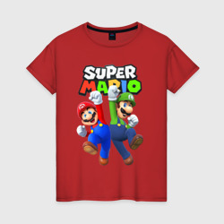 Женская футболка хлопок Мариo и Луиджи