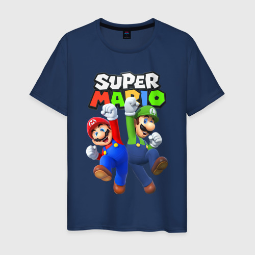 Мужская футболка хлопок Мариo и Луиджи, цвет темно-синий
