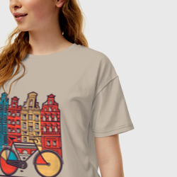 Женская футболка хлопок Oversize Амстердам - город велосипедистов - фото 2