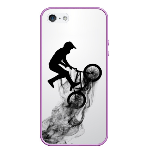 Чехол для iPhone 5/5S матовый Велоспорт BMX Racing, цвет сиреневый