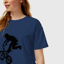 Женская футболка хлопок Oversize Велоспорт BMX Racing. велосипедист - фото 2