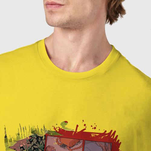 Мужская футболка хлопок Гона арт, цвет желтый - фото 6