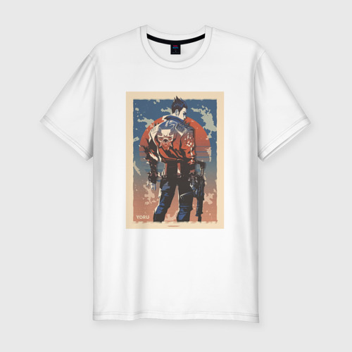Мужская приталенная футболка из хлопка с принтом Yoru art, вид спереди №1