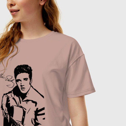 Женская футболка хлопок Oversize Elvis, цвет пыльно-розовый - фото 3