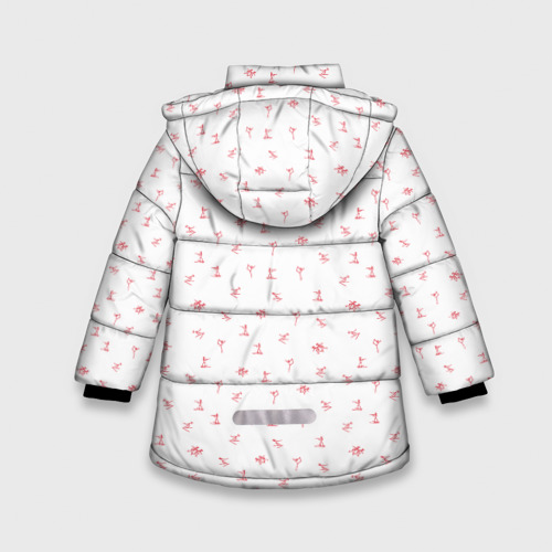Зимняя куртка для девочек 3D с принтом Зимний спортивный принт, вид сзади #1