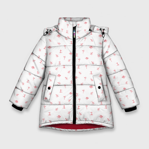 Зимняя куртка для девочек 3D с принтом Зимний спортивный принт, вид спереди #2