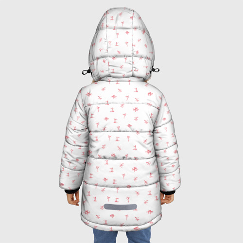 Зимняя куртка для девочек 3D с принтом Зимний спортивный принт, вид сзади #2