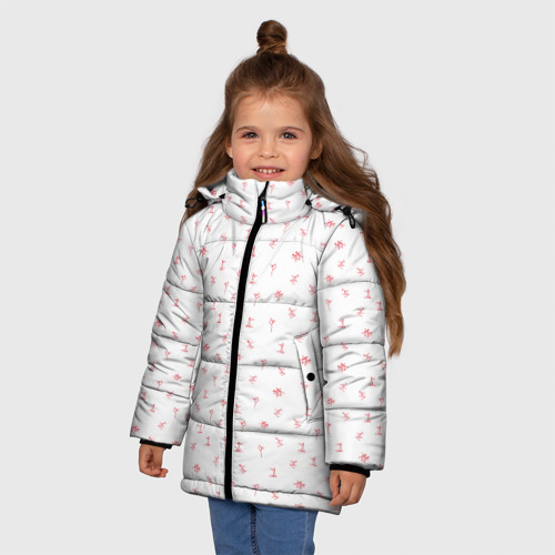 Зимняя куртка для девочек 3D с принтом Зимний спортивный принт, фото на моделе #1