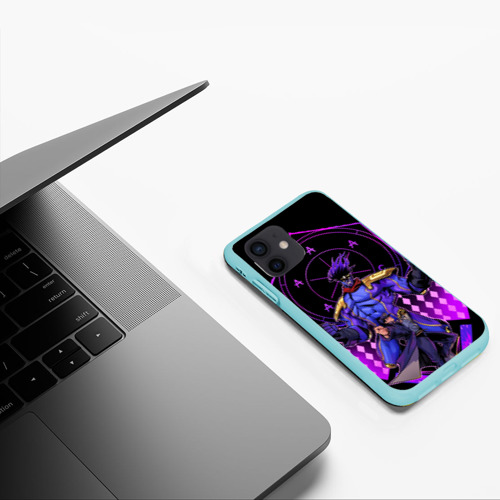 Чехол для iPhone 12 Mini Джотаро  Куджо и платиновая звезда, цвет голубой - фото 5