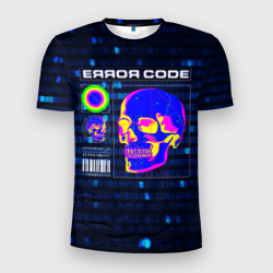 Мужская футболка 3D Slim Error code: Hacker Хакер программист