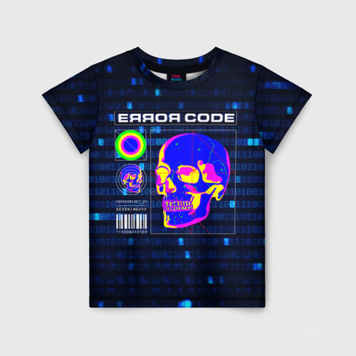 Детская футболка 3D Error code: Hacker Хакер программист