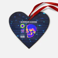 Деревянная игрушка Сердце Error code: Hacker Хакер программист
