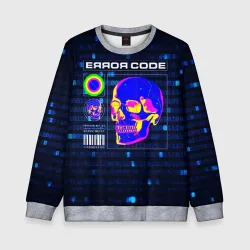 Детский свитшот 3D Error code: Hacker Хакер программист