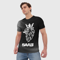 Мужская футболка 3D Saab + Звезды - фото 2